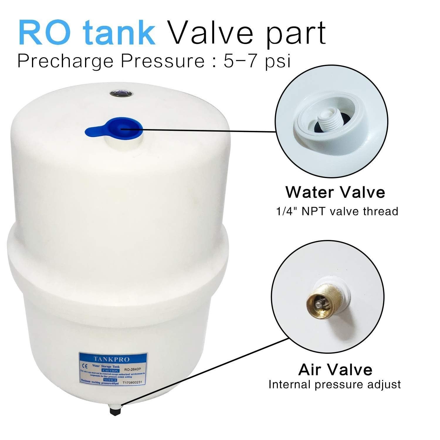 4.0 Gallon RO Water Storage Tank for Reverse Osmosis System NSF Certificated 1/4