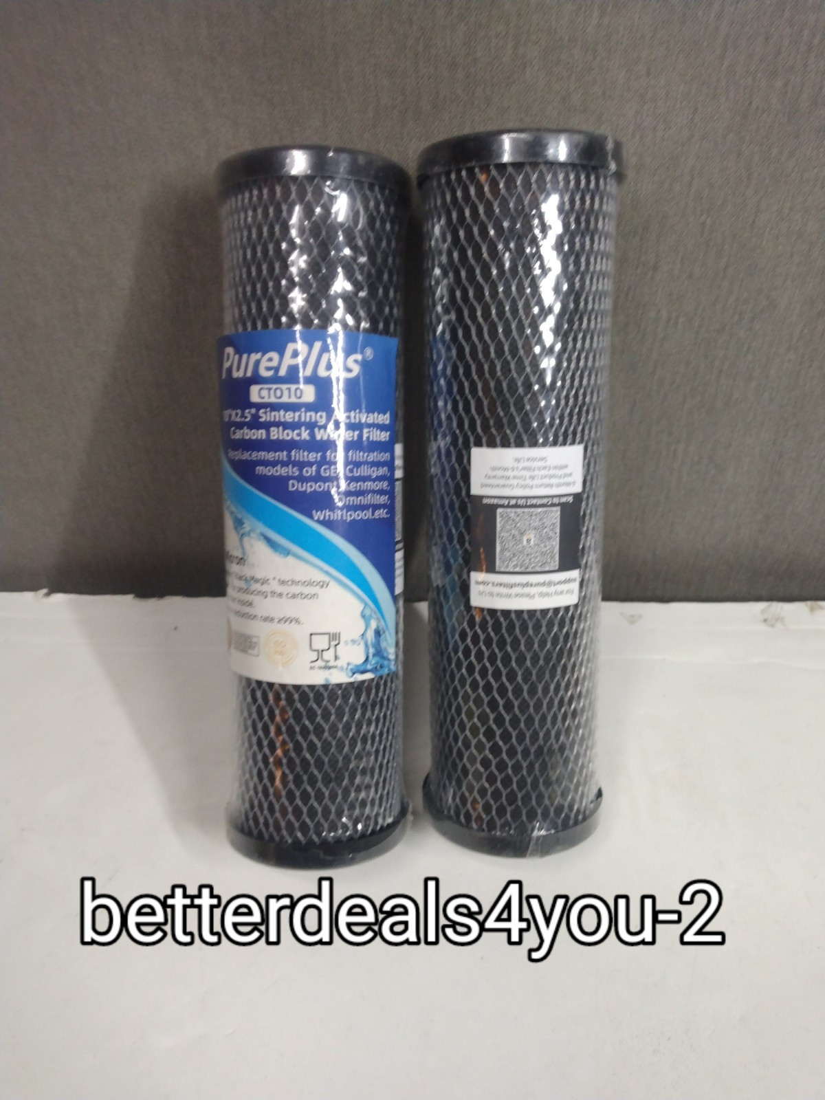 Pureplus CT010 = 2qty Sintering Activated Carbon Block Water Filter 10″ x 2.5″