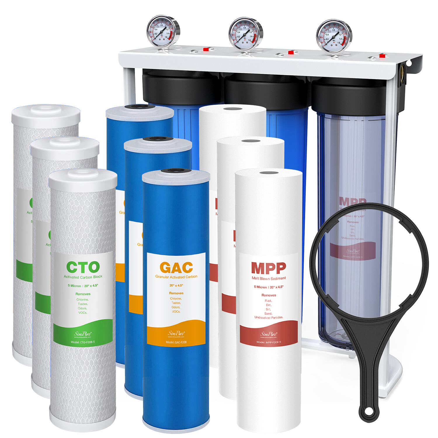 Whole House Well Water Filter System Iron Sulfur Manganese Filtration 100000Gal
