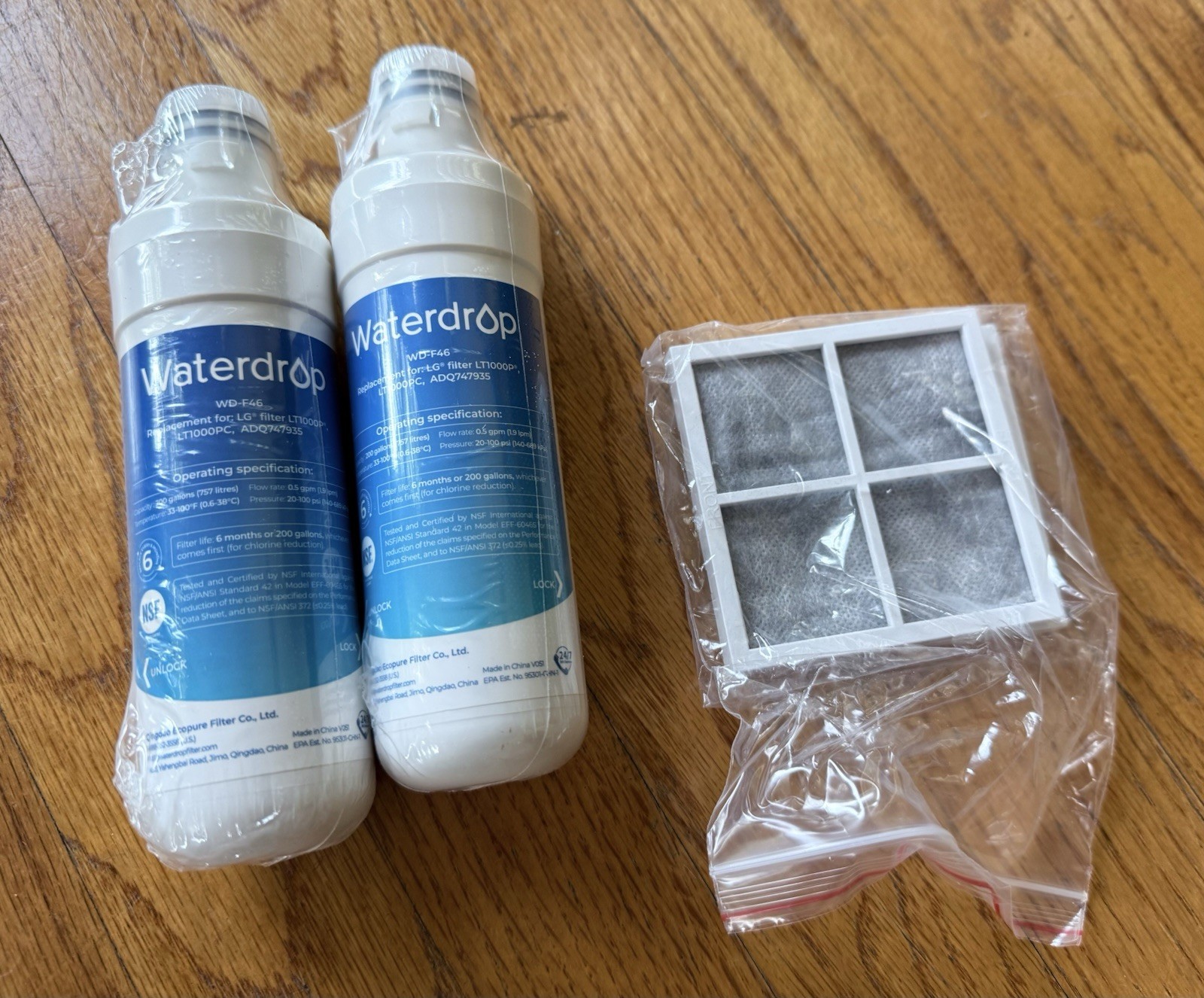 Waterdrop Model WD-F46 Refrigerator Water Filter Replacement 2-pack New Sealed
