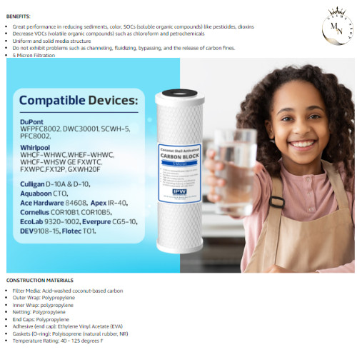 Compatible To WaterPur CCI-10-CLW Activated Carbon Block Filter Universal 10 Inc