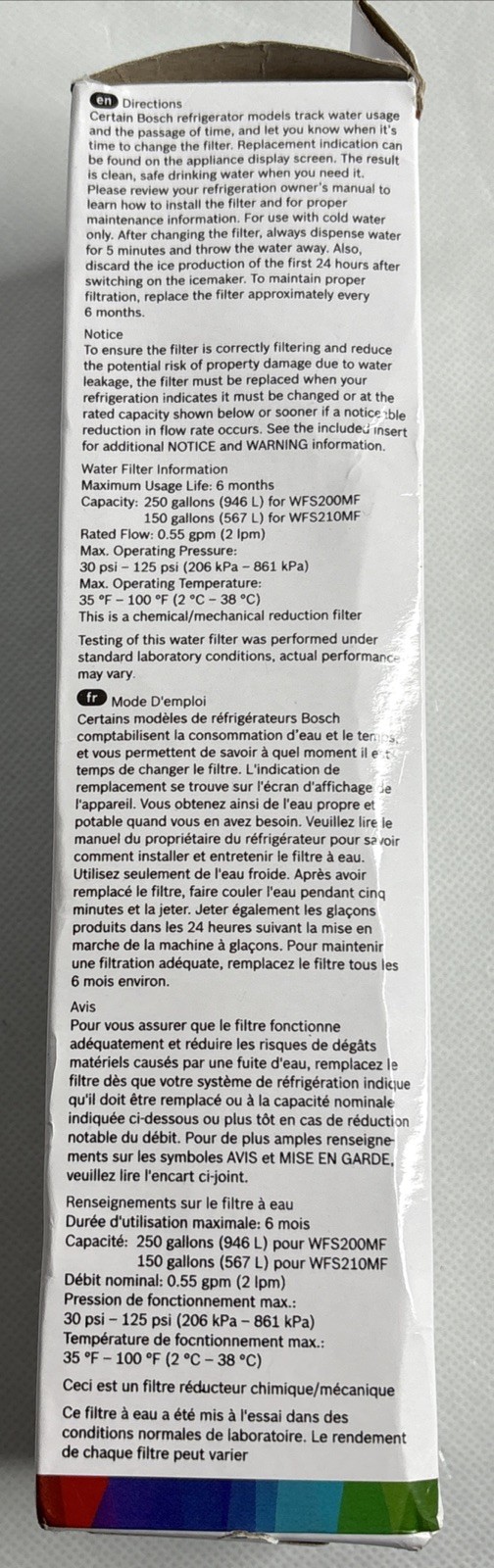 Bosch Ultra Clarity Pro Refrigerator Water Filter BORPLFTR50