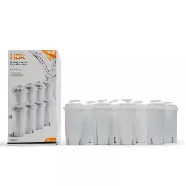 HDX Water Pitcher Replacement Water Filter Cartridges, BPA Free (8-Pack),
