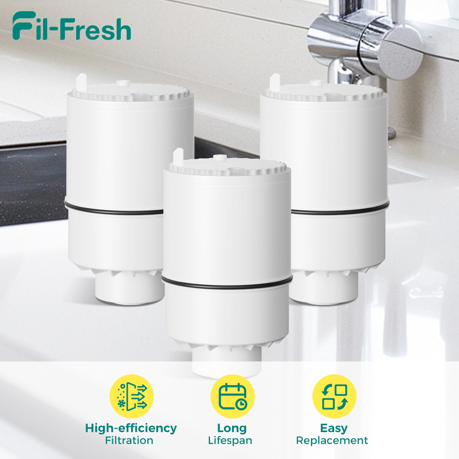 Fil-fresh 3-PACK RF-3375 Faucet Water Filter for FM-3700, PFM400H, PFM350V NEW