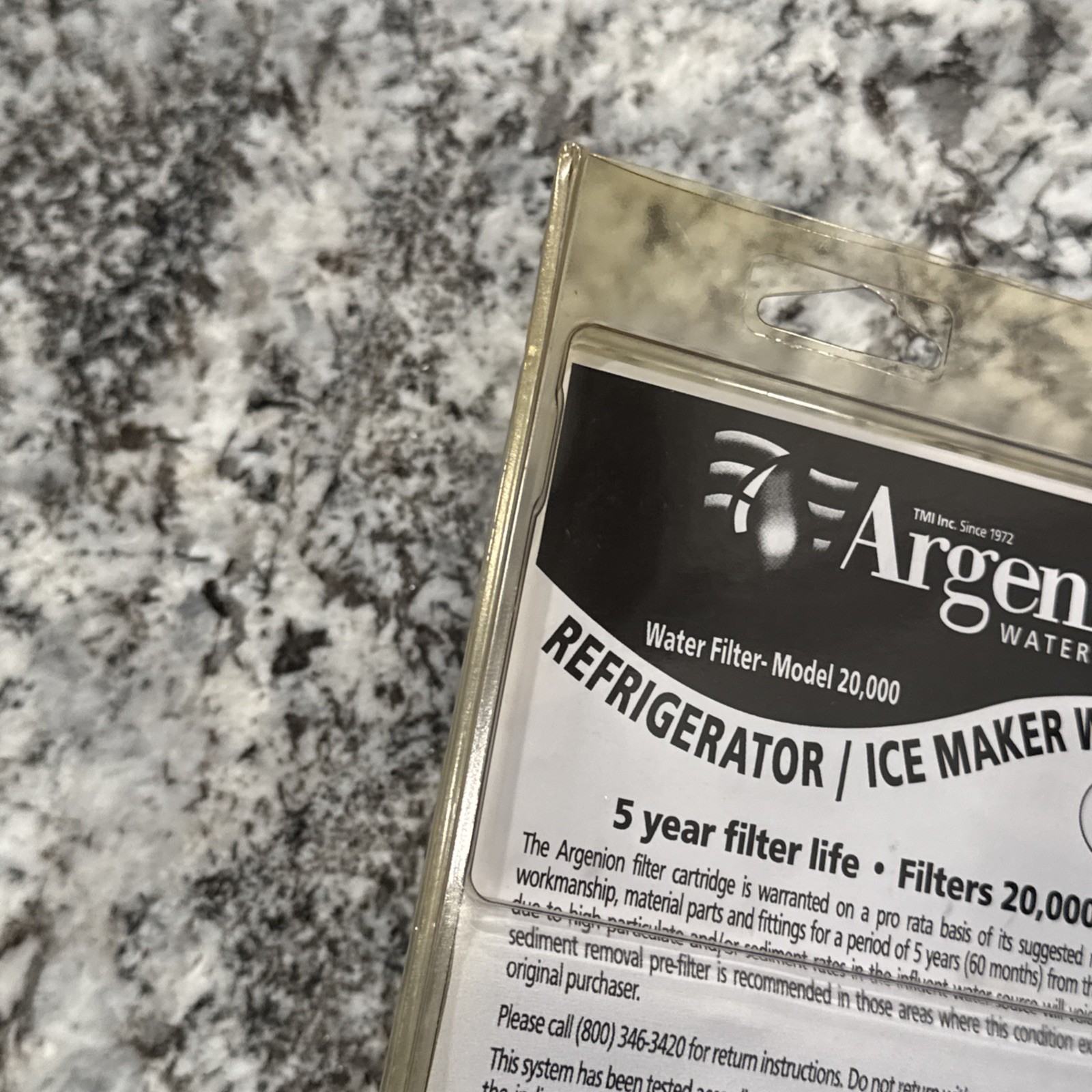 Argenion 20,000 Gal. Refrigerator In-line Water Filter 5 Yr. FACTORY SEALED NEW