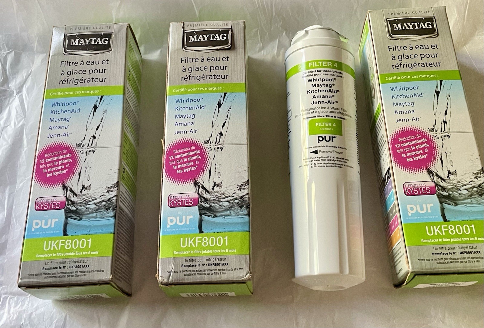 PUR UKF8001 Refrigerator Ice & Water Replacement Filter Lot of 3 Maytag One #4