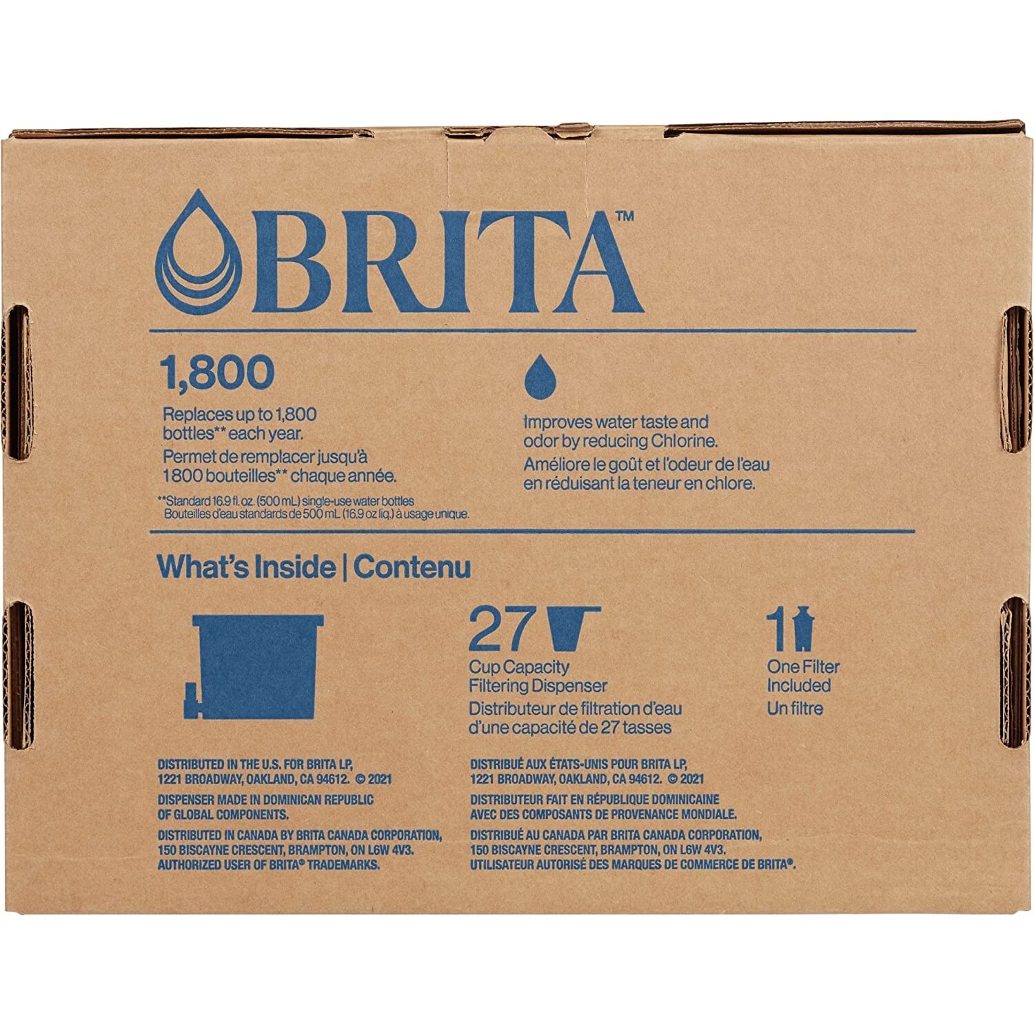 Brita XL Water Filter Dispenser for Tap and Drinking Water ,1 Filter, 27-Cup …