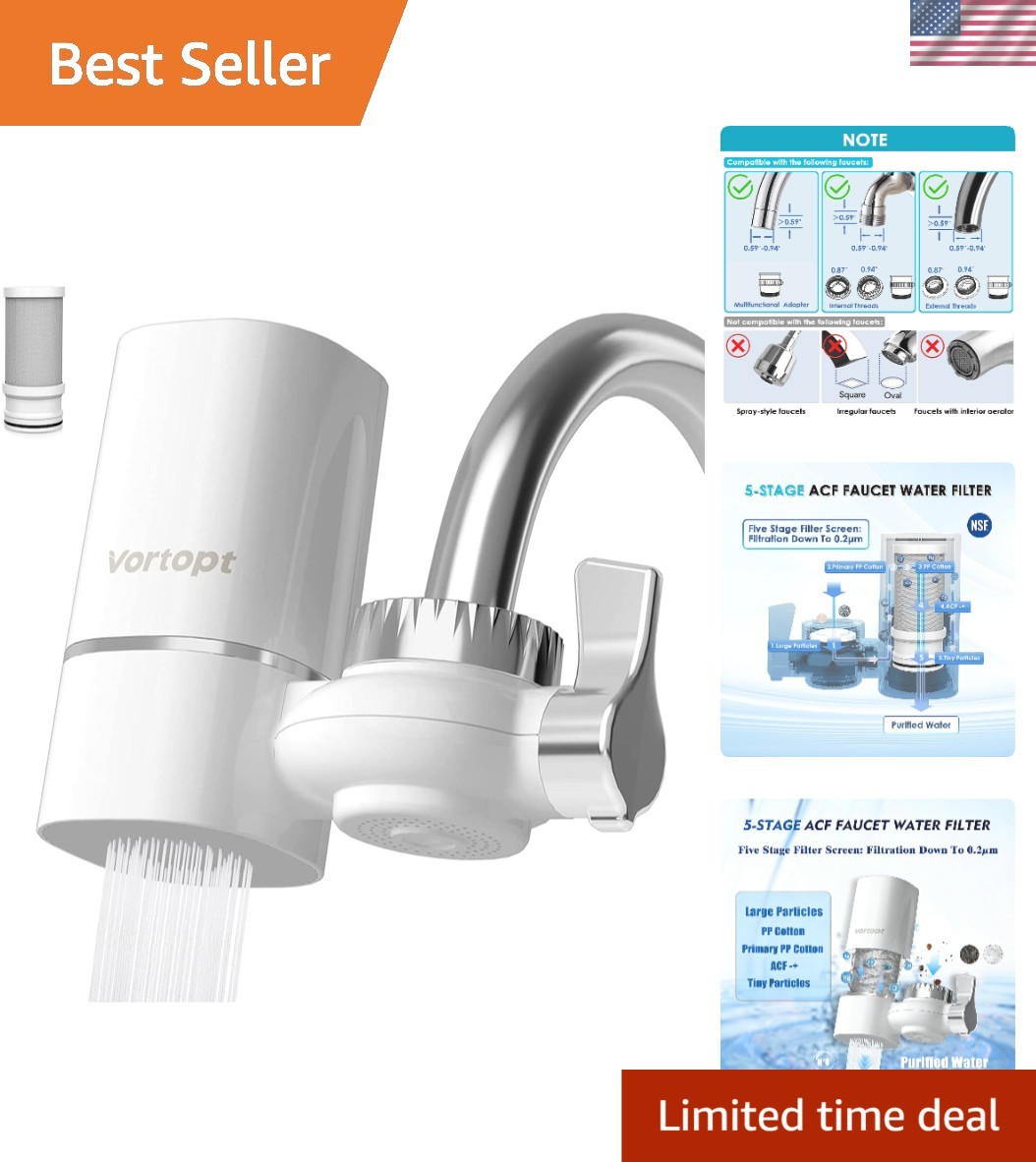 Faucet Water Filter for Sink, T1 Rapid Flow – 400 Gallons Faucet Mount Water …