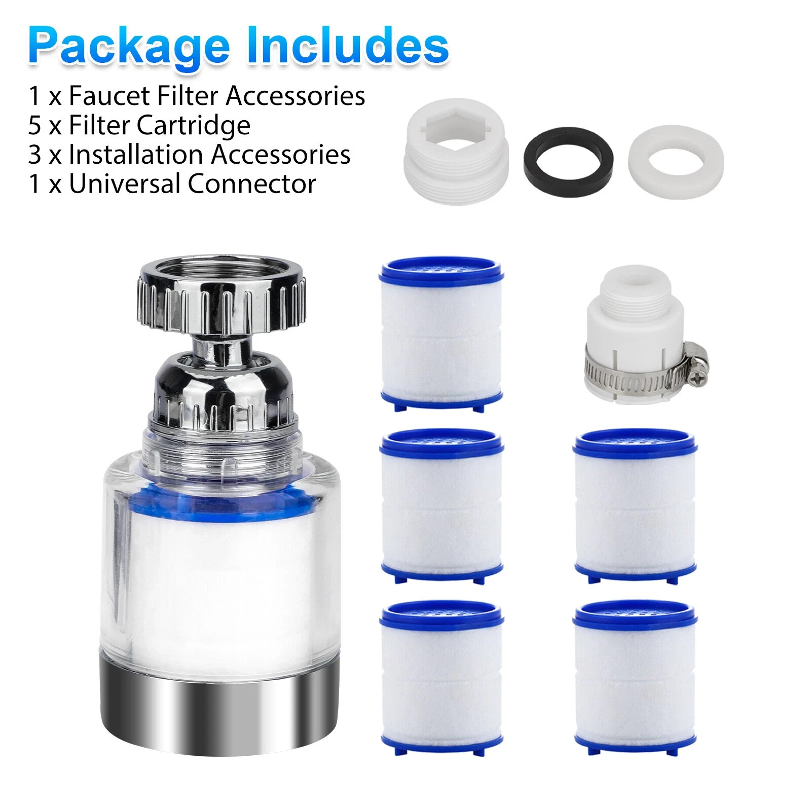 Faucet Water Filter Tap Filtration Kitchen Sink Mount Purifier System 360°Rotate