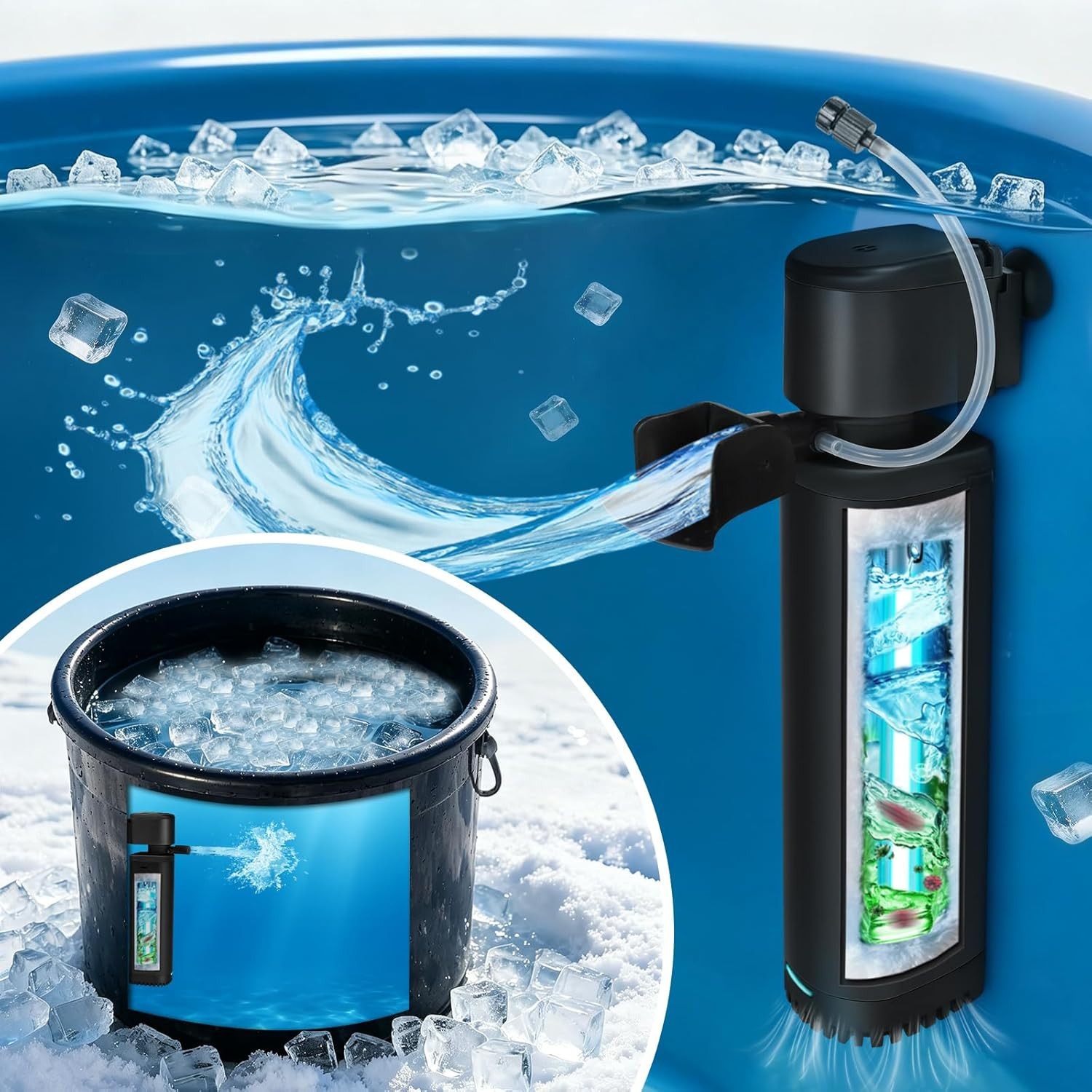 300 GPH Cold Plunge Filter for 100-600 Gal Ice Bath Tub & Cold Plunge Tub, Small