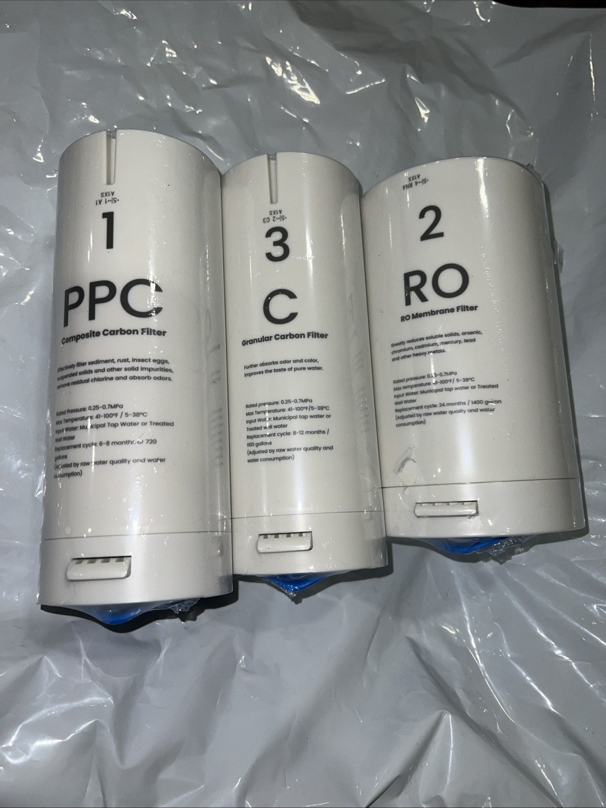 Glacier Fresh Reverse Osmosis Filter System Filters PPC, C & RO (3pc Set)