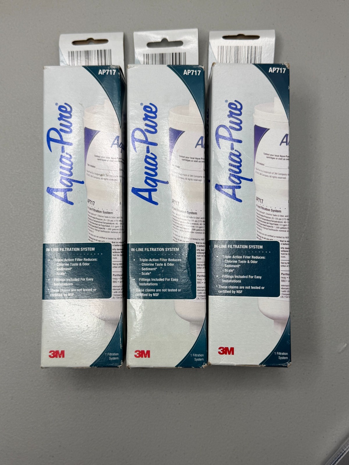 (3-pack) 3M Aqua Pure In Line replacement triple action 5 micron AP717