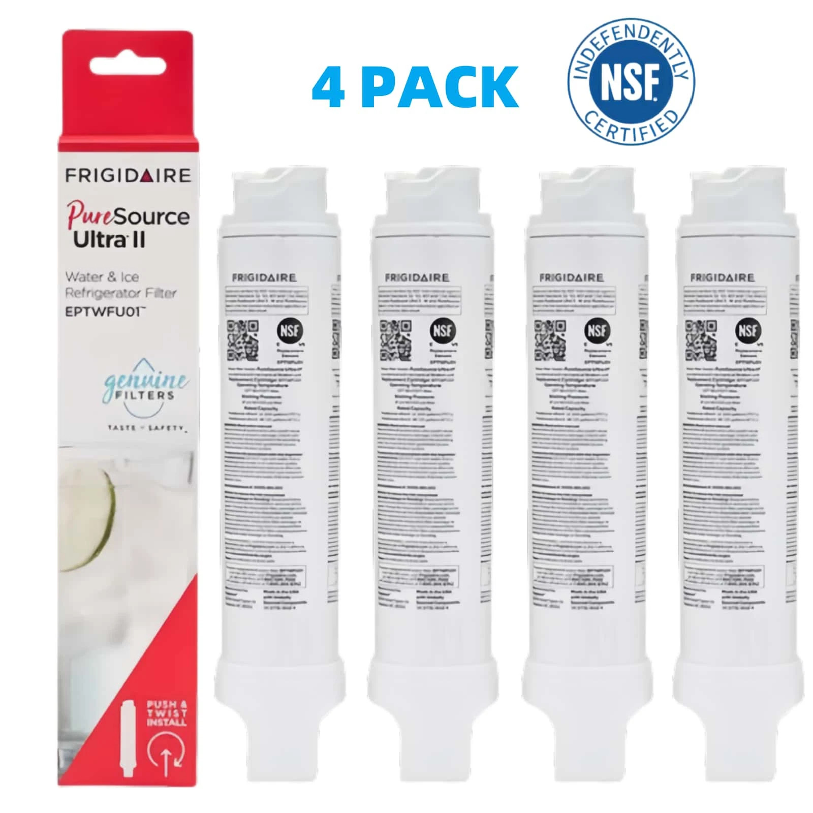 4 Pcs FIt For Frigidaire EPTWFU01 Pure Source Ultra II Refrigerator Water Filter