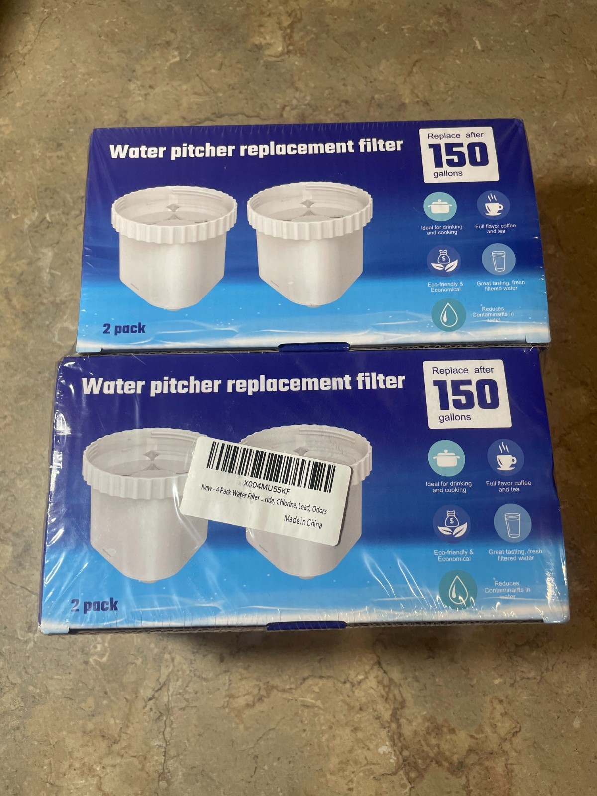 4 Packs Water Filter Compatible with Epic Water Pitcher, Aquagear, Seychelle
