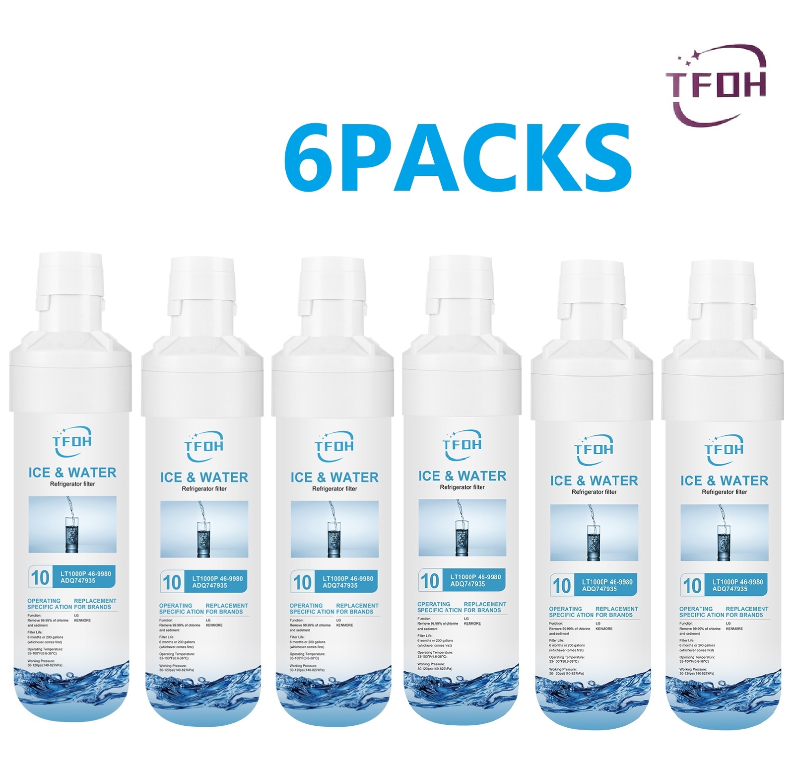 TFOH Replacement for LG® LT1000P® ADQ74793501 Refrigerator Water Filter