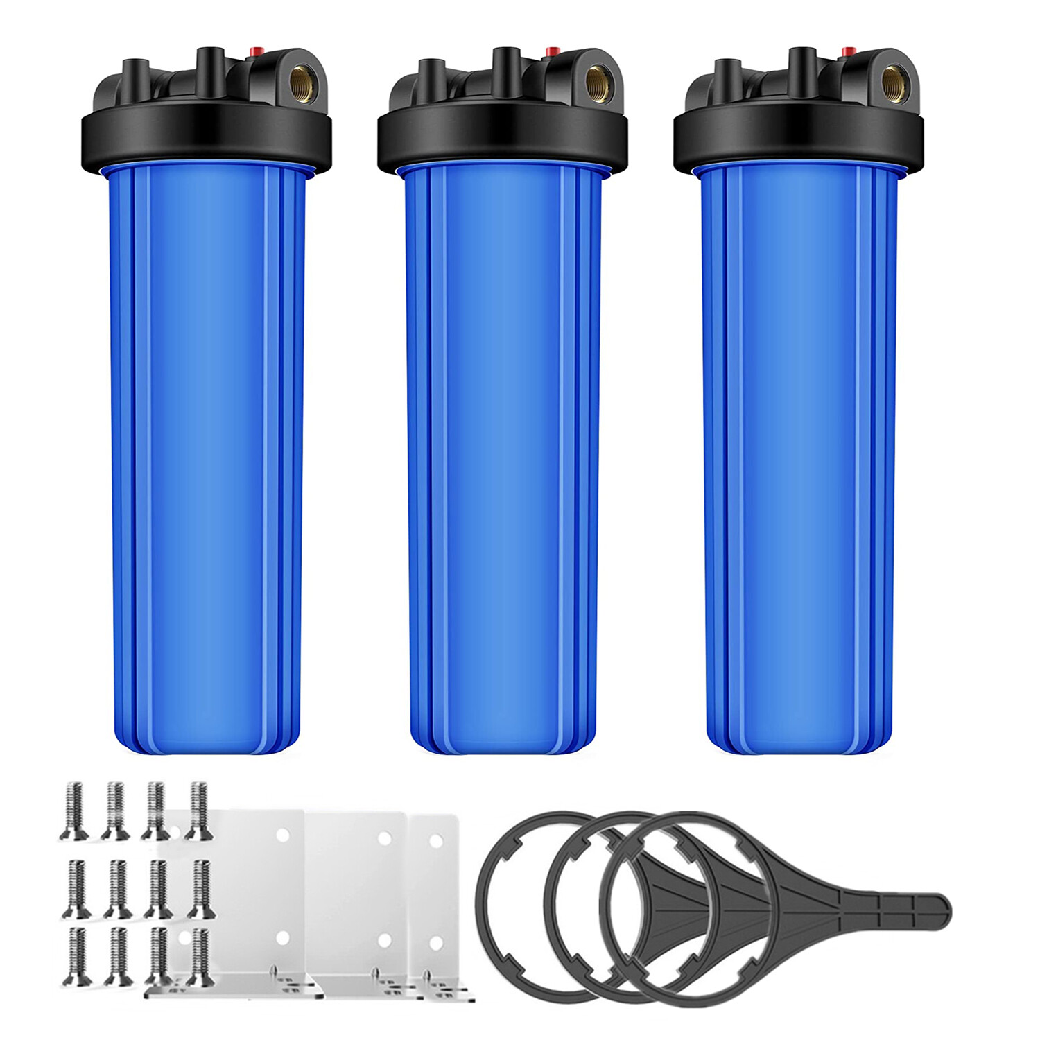 3 Stage Whole House Water Filter System 1″ Port With Bracket,20-Inch Big Blue