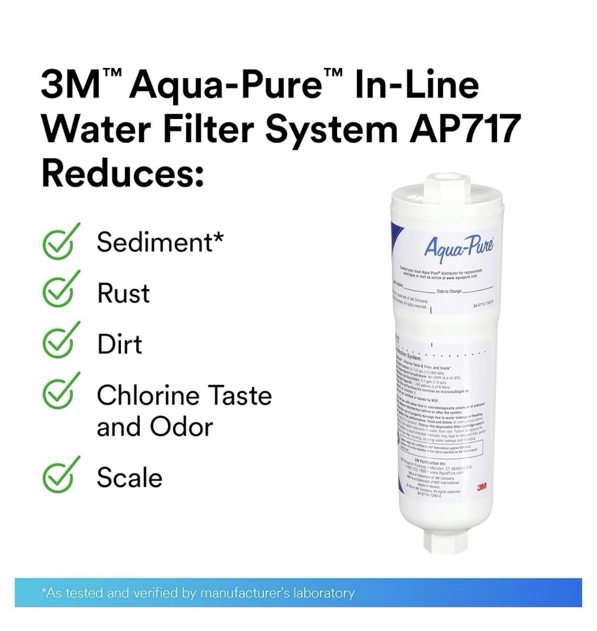 Aqua-Pure AP717 In-Line Water Filter, Chlorine, Sediment Removal, 1,500 gal
