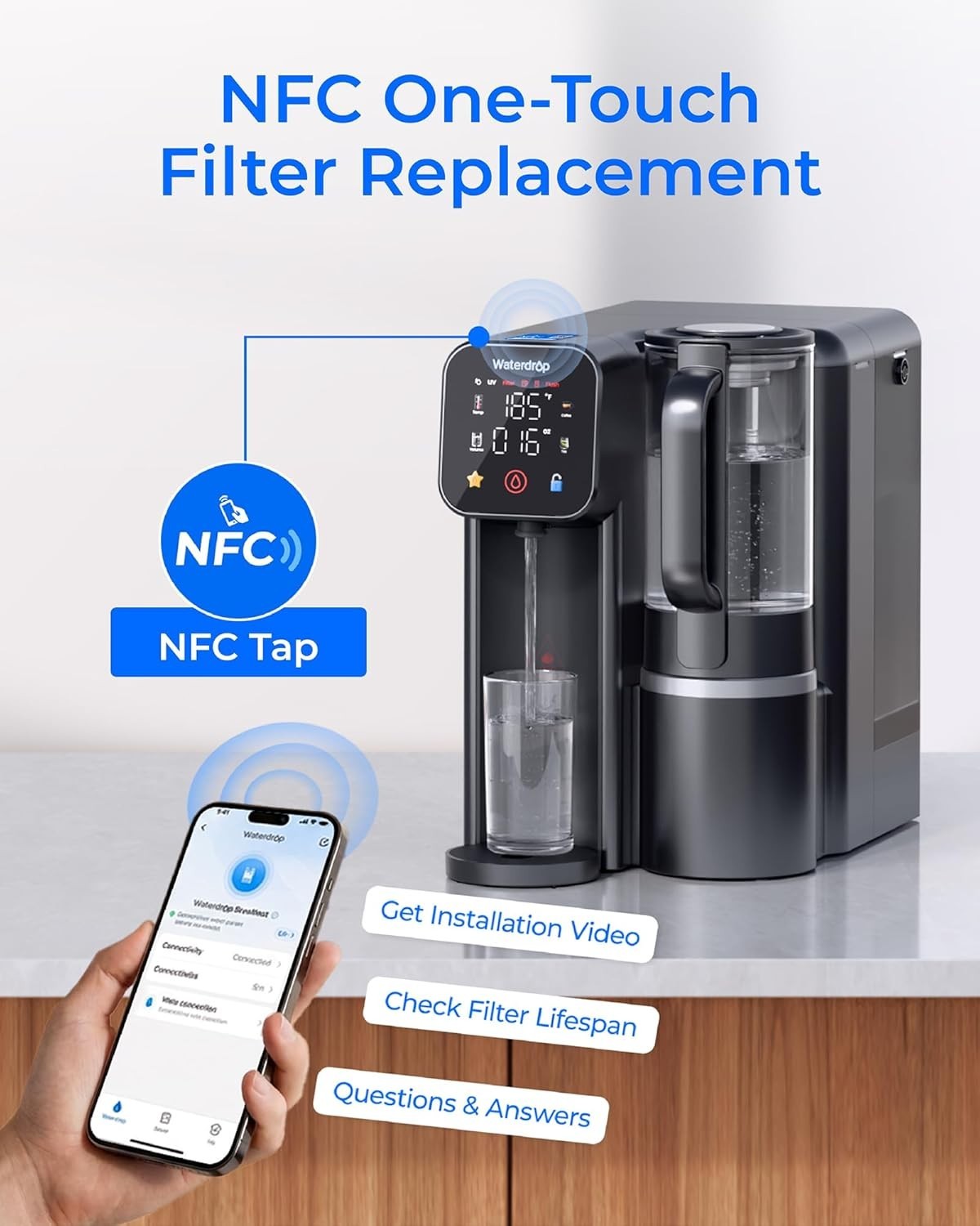Waterdrop M6H Instant Hot Reverse Osmosis System Countertop Water Filter 7-Stage