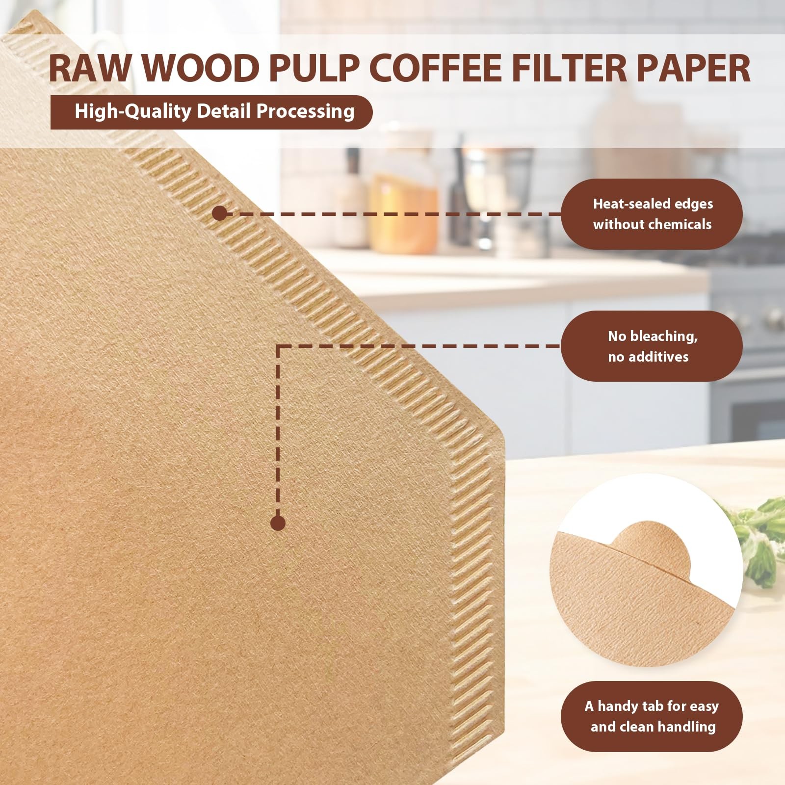 200 Count Coffee Filters #4, Disposable Cone Size 04, Wood