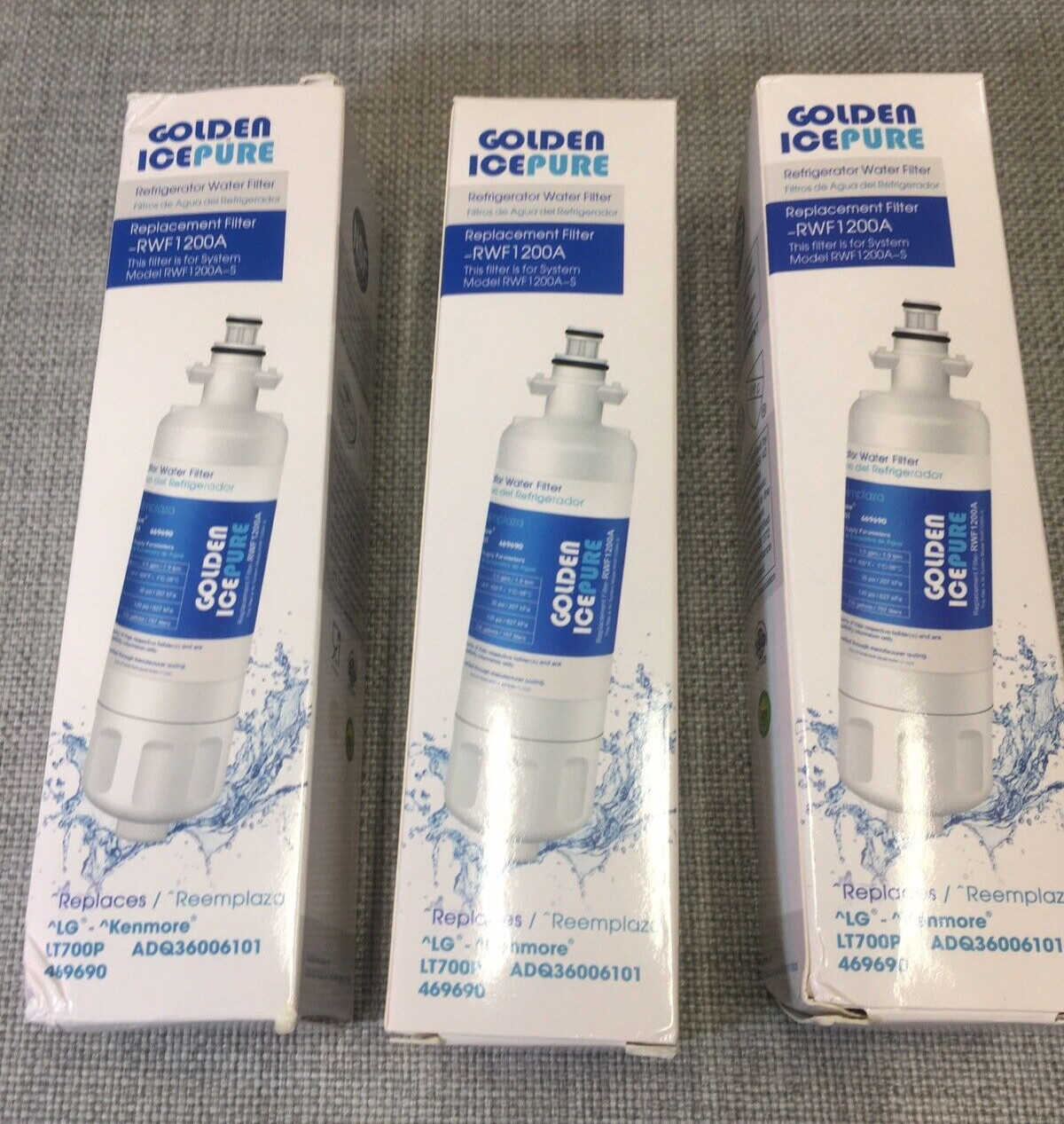Fit For LG LT700P ADQ36006101 RWF1200A Water Filter Air Filter 3 Pack sealed