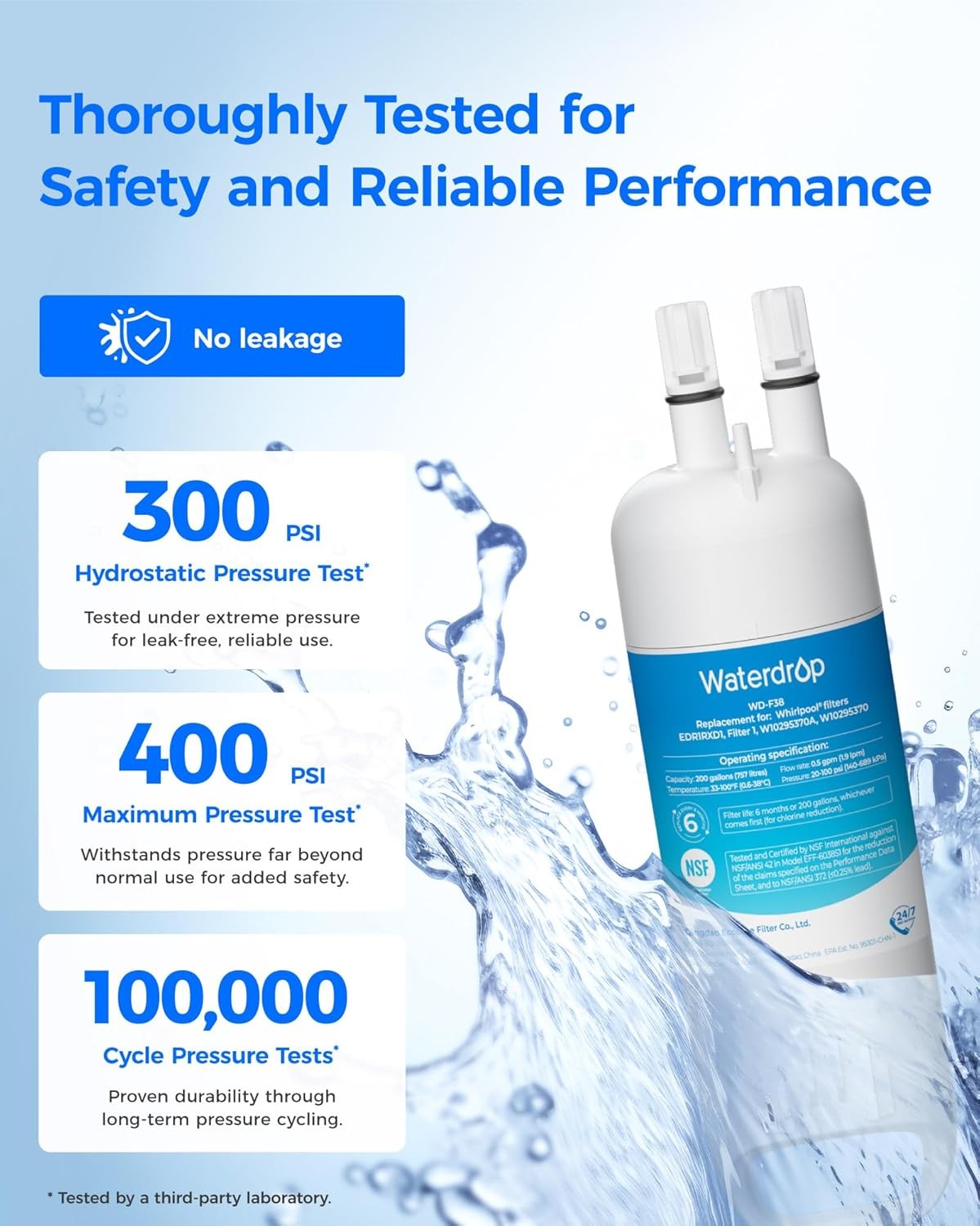Waterdrop Refrigerator Filter, Replacement for Kenmore®46-9081, 46-9930, 2 Pack