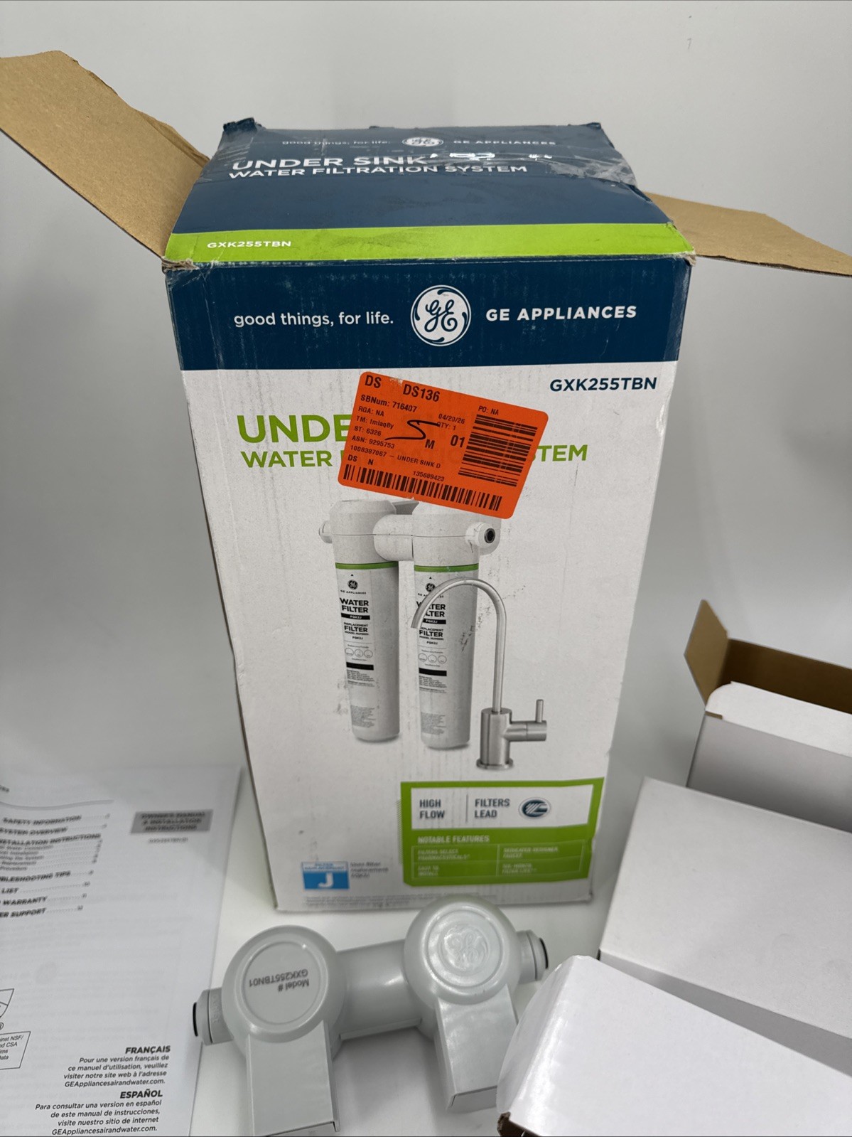 GE Under Sink Dual Stage Water Filtration System with Faucet GXK255TBN