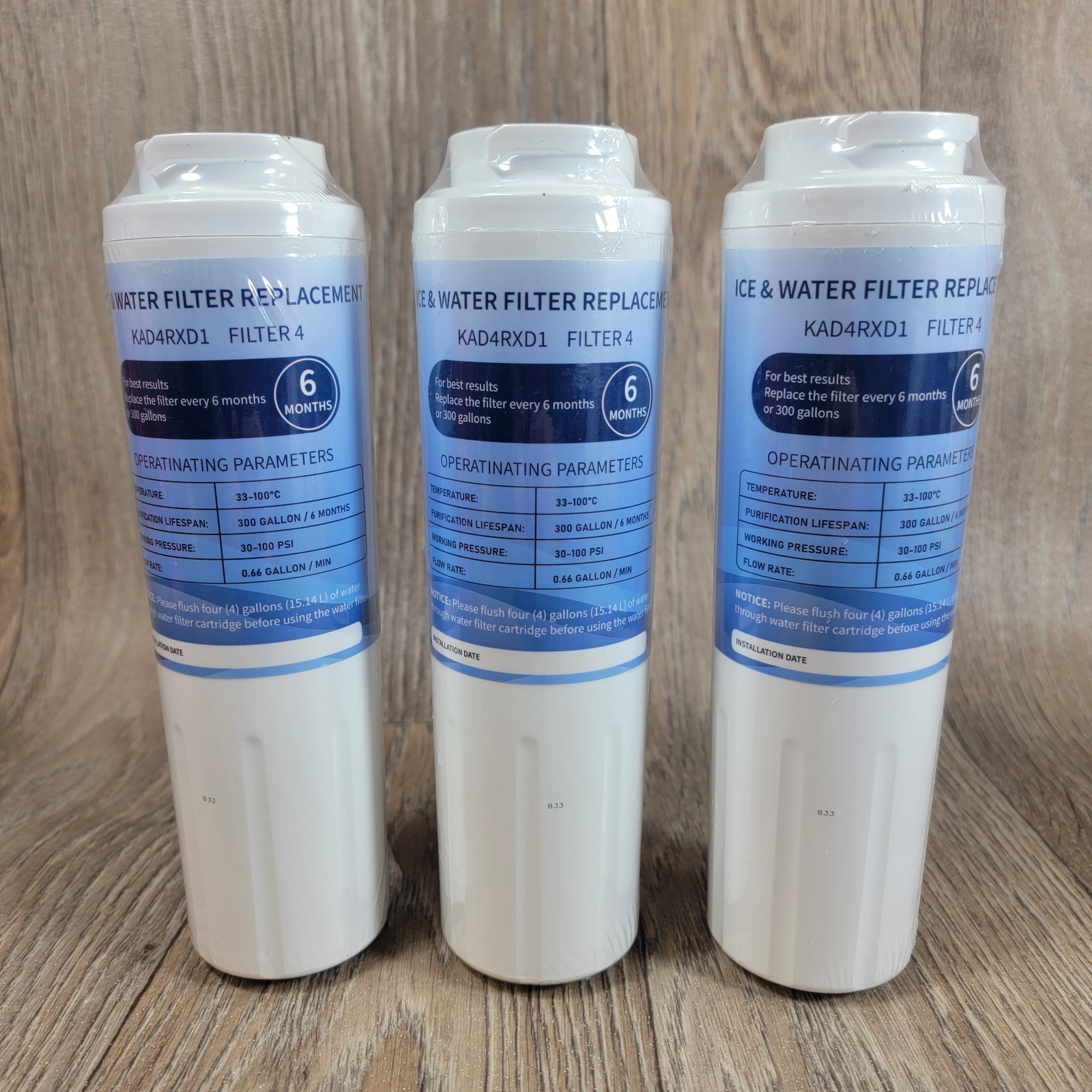 3x Kitchenaid Unbranded Ice & Water Replacement Refrigerator Filter 4 KAD4RXD1