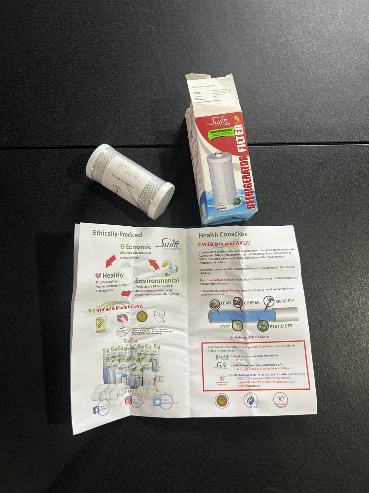 New SWIFT Green Filters WFCB-SW Refrigerator Water Filter For WFCB 469 906 910