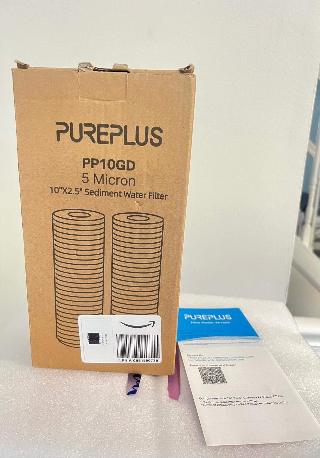 2 Pack Sediment Water Filter PurePlus PP10GD 5 Micron 10″ X 2.5″