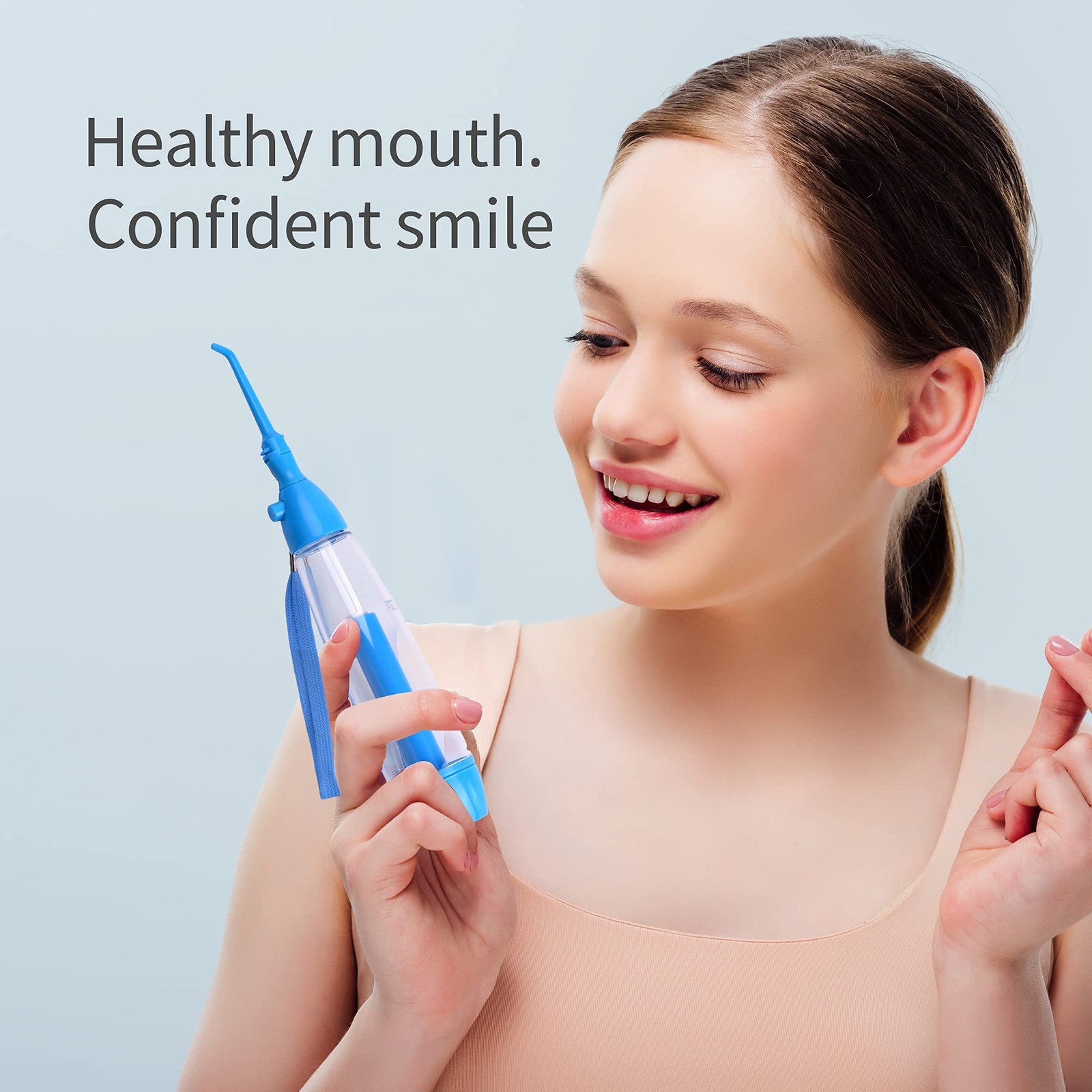 Water Dental Flosser Non-Electric Portable 1 Count (Pack of 1), Blue