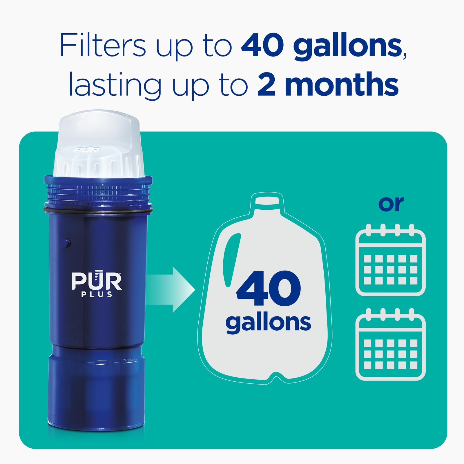 PUR Plus Lead Reducing Water Pitcher and Dispenser 1 Count (Pack of 1), Blue