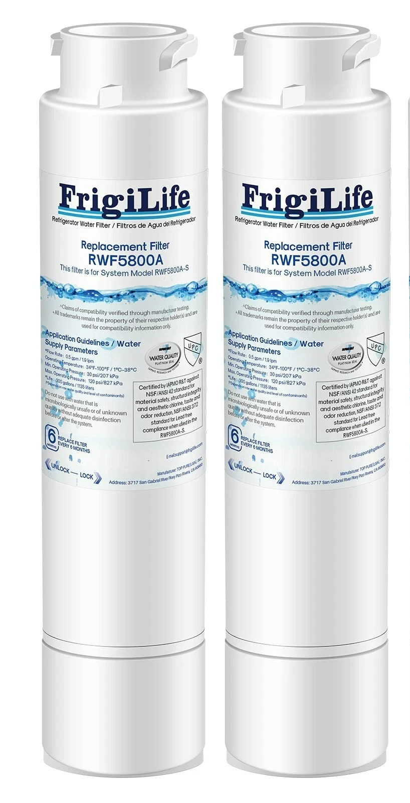 (2) PACK RWF5800A Refrigerator Water Filter Fit for Frigidaire EPTWFU01 Ultra II