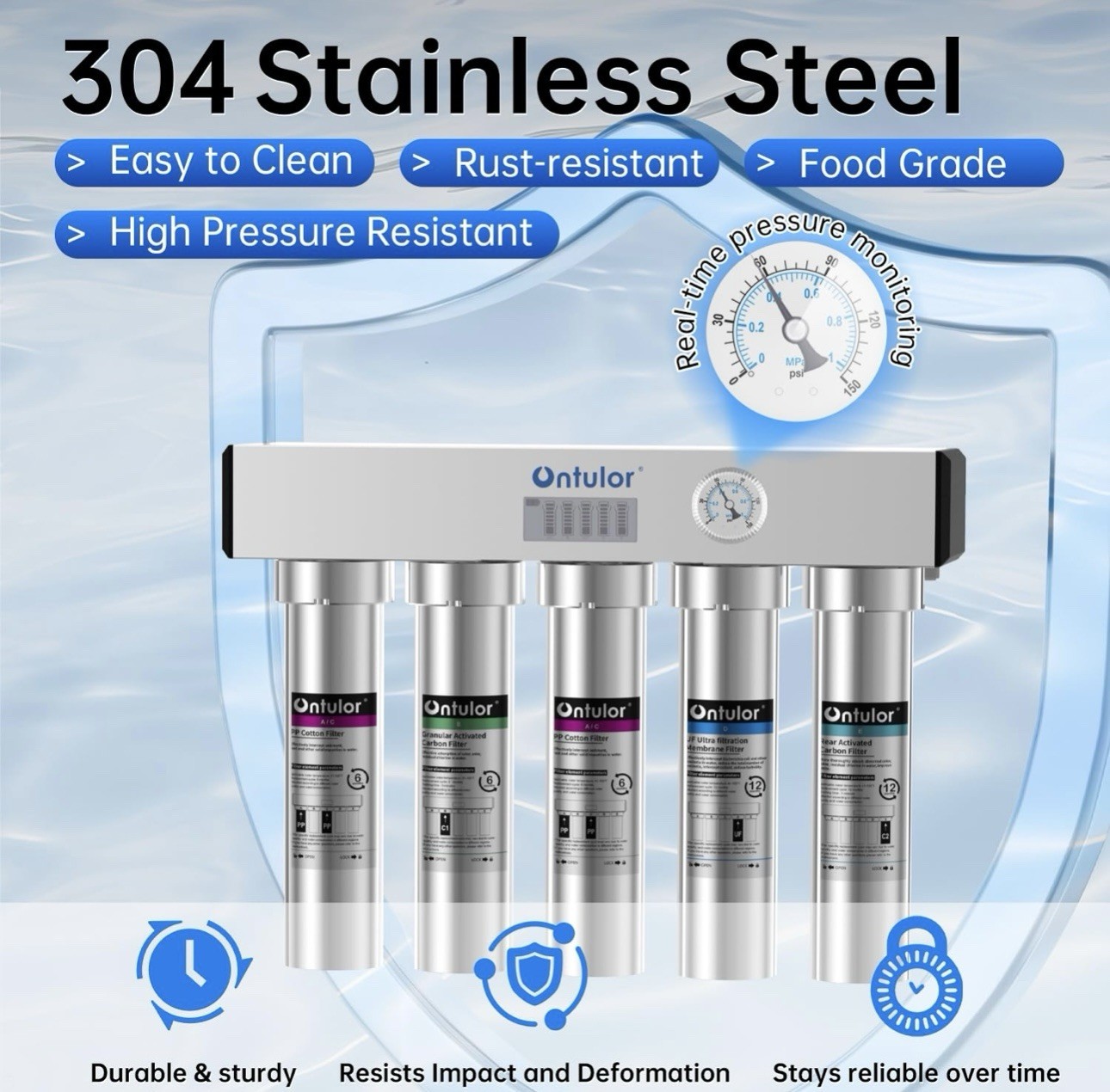 Ontulor S2OP-U1 Ultra Filtration Under Sink Water Filter System 5-Stage