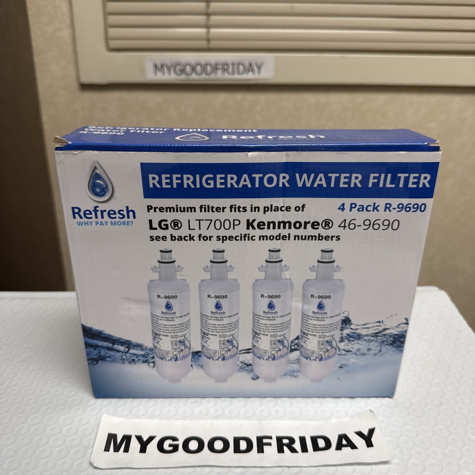 Refresh R-9690 Replacement Water Filter For LG & Kenmore Refrigerators (4 Pack)