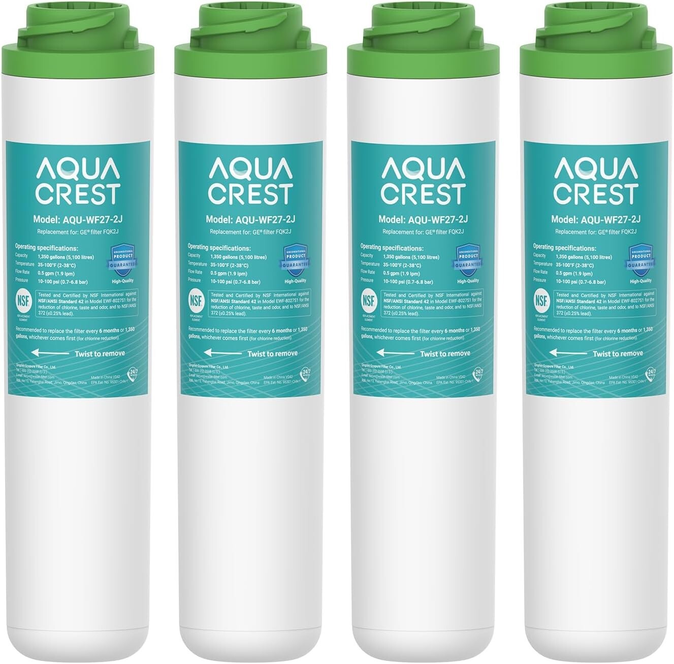 AQUA CREST FQK2J Under Sink Water Filter, Replacement for GE FQK2J