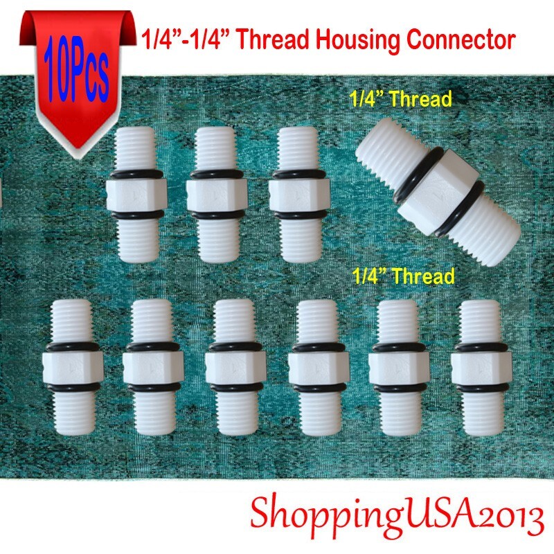 10 Pcs 1/4″-1/4″ Dual Male Straight Fitting Connector For Water Filter Housing