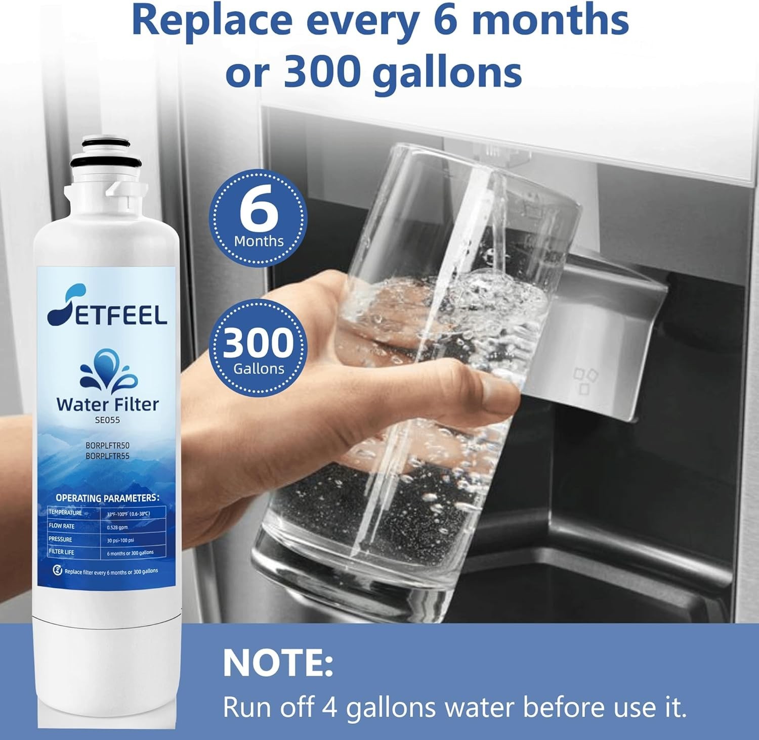 Pack of 3 Setfeel Ultra-Clarity Pro Refrigerator Water Filter for Bosch SE055