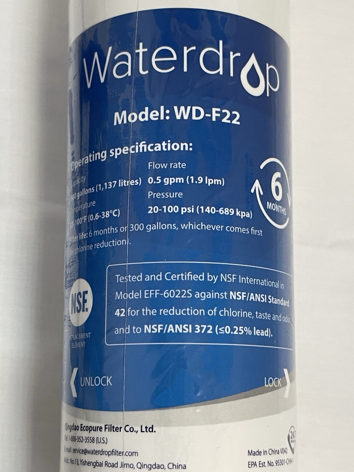 Waterdrop WD-F22 LOT of 2 Replacements For GE MSWF Refrigerator Water Filter