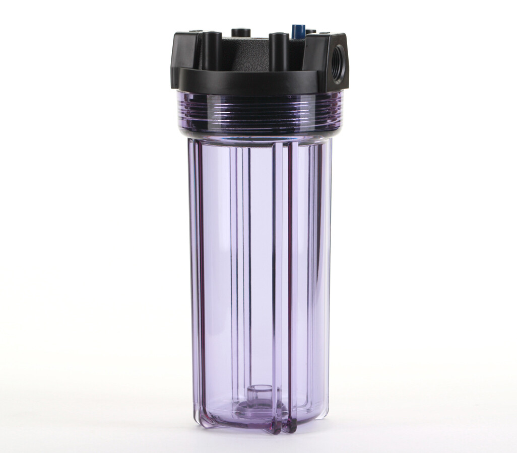 Filter Housing 10″ For Filtration Systems & Hydroponics, Clear/Black, 3/4″ Ports