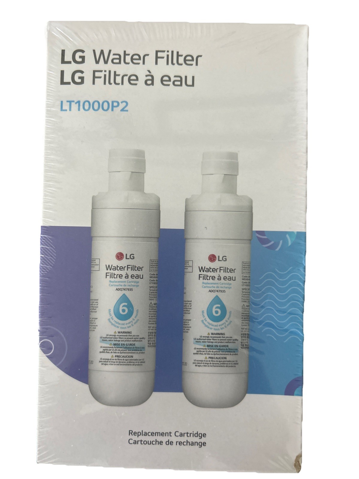 LG LT1000P2 Water Filter Replacement Cartridge 2 Pack White Box OEM #306