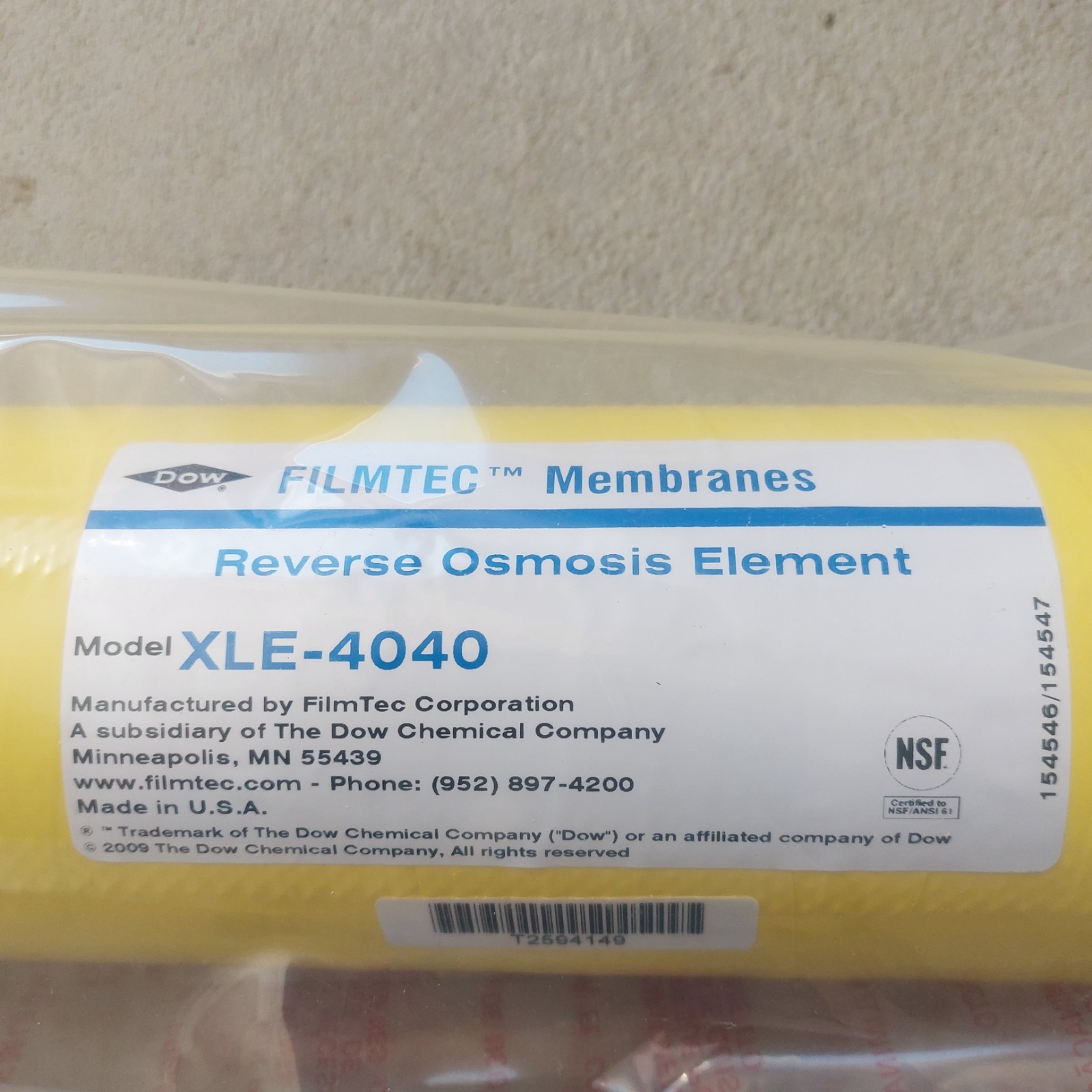 DOW FILMTEC XLE-4040 Reverse Osmosis Element Commercial Membrane, OEM, USA