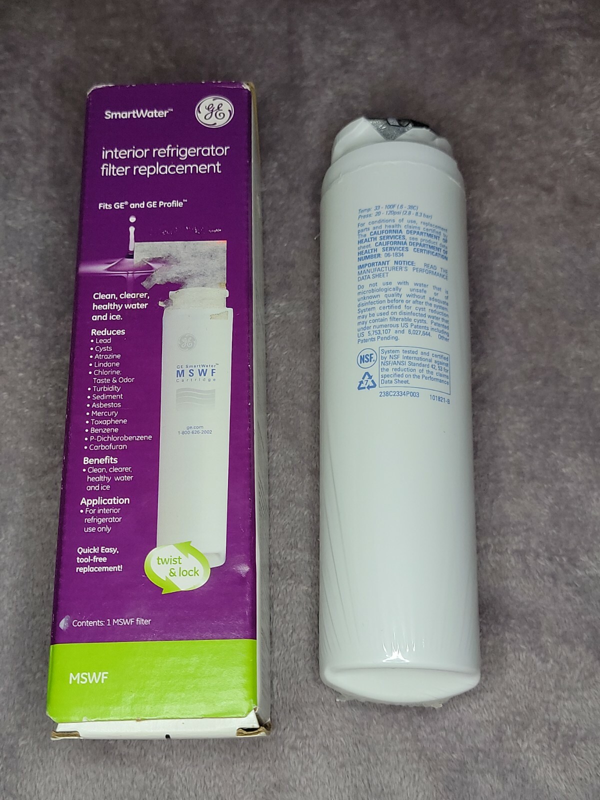 GE SmartWater MSWF Refrigerator Filter Replacement New