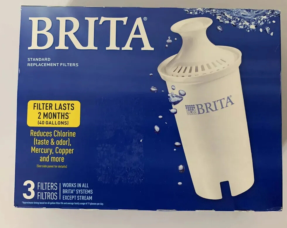 New Brita Standard Replacement Filters For Pitcher Dispensers Bpa Free 3 Count