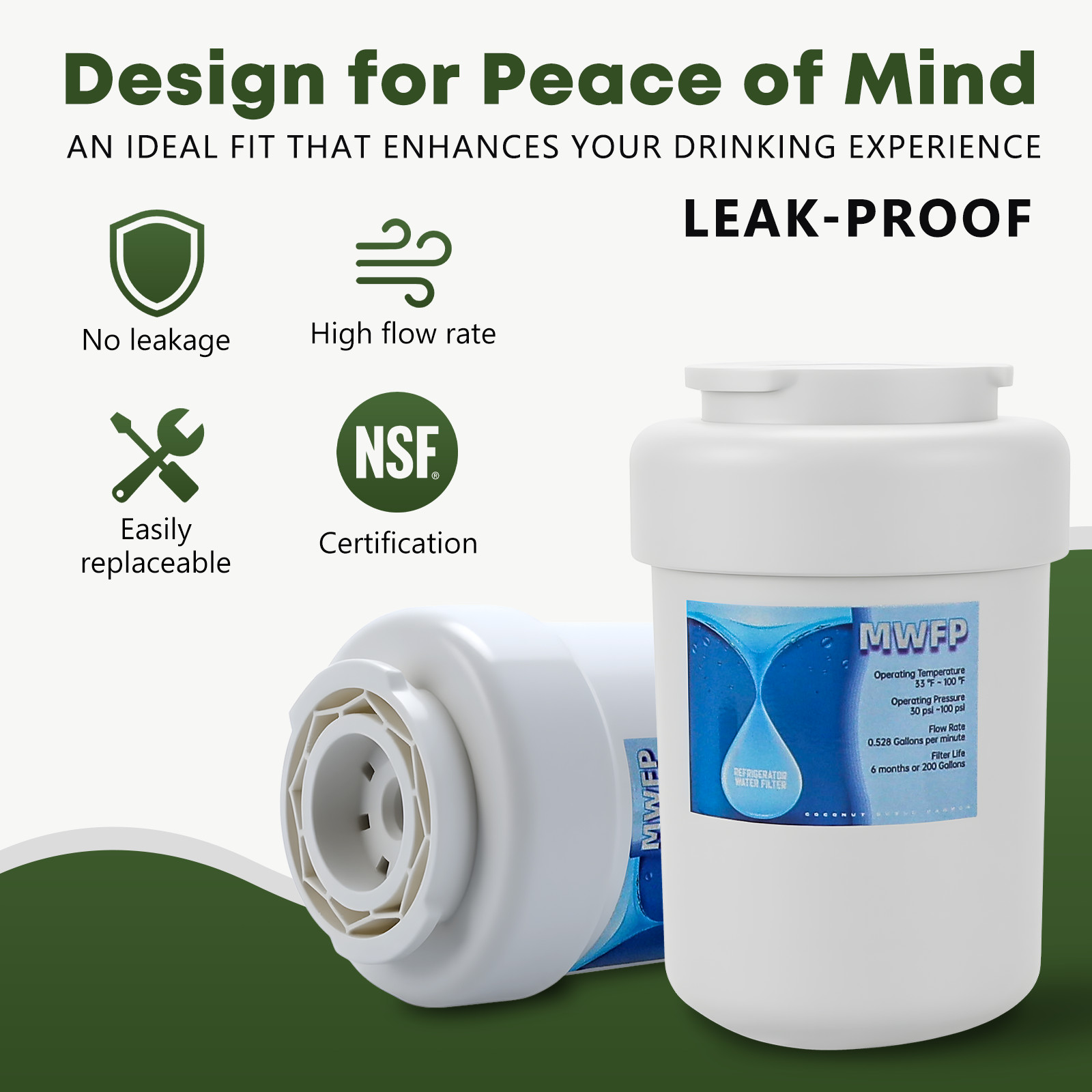 6 pack MWFP Refrigerator Water Filter Replacement for GE MWF MWFP GWF 46-9991