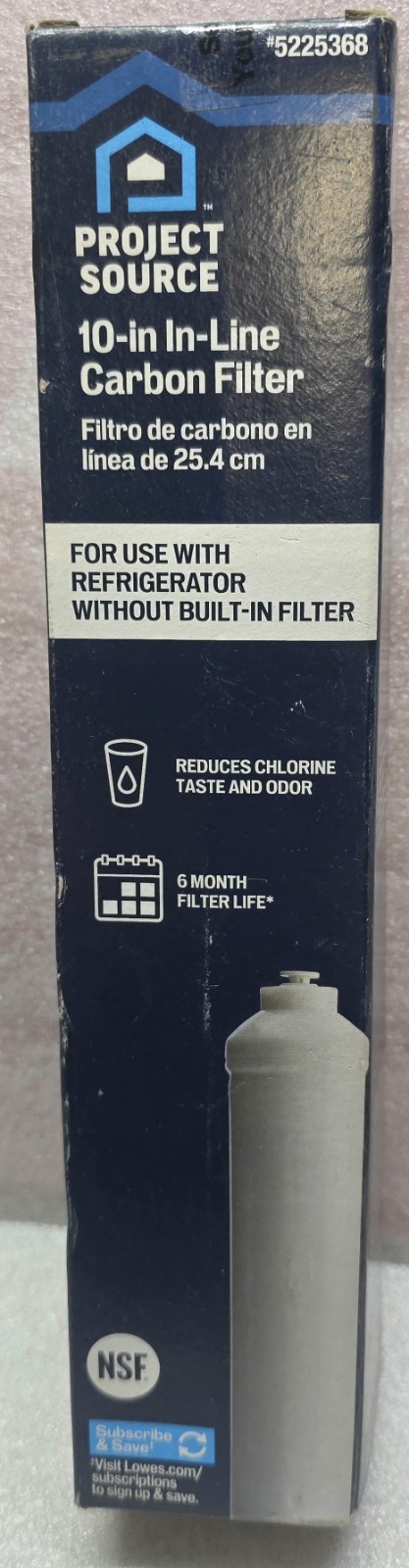 Project Source 10-in In-Line Carbon refrigerator Filter #5225368