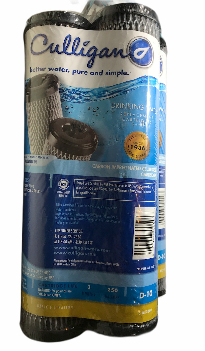 Lot of 2 New Culligan D-10 Level 1 Drinking Water Replacement Cartridge 2 packs