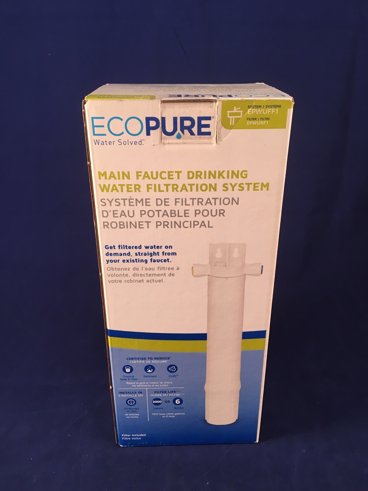 EcoPure Main Faucet Under Sink Filtration System EPWUFF1 New
