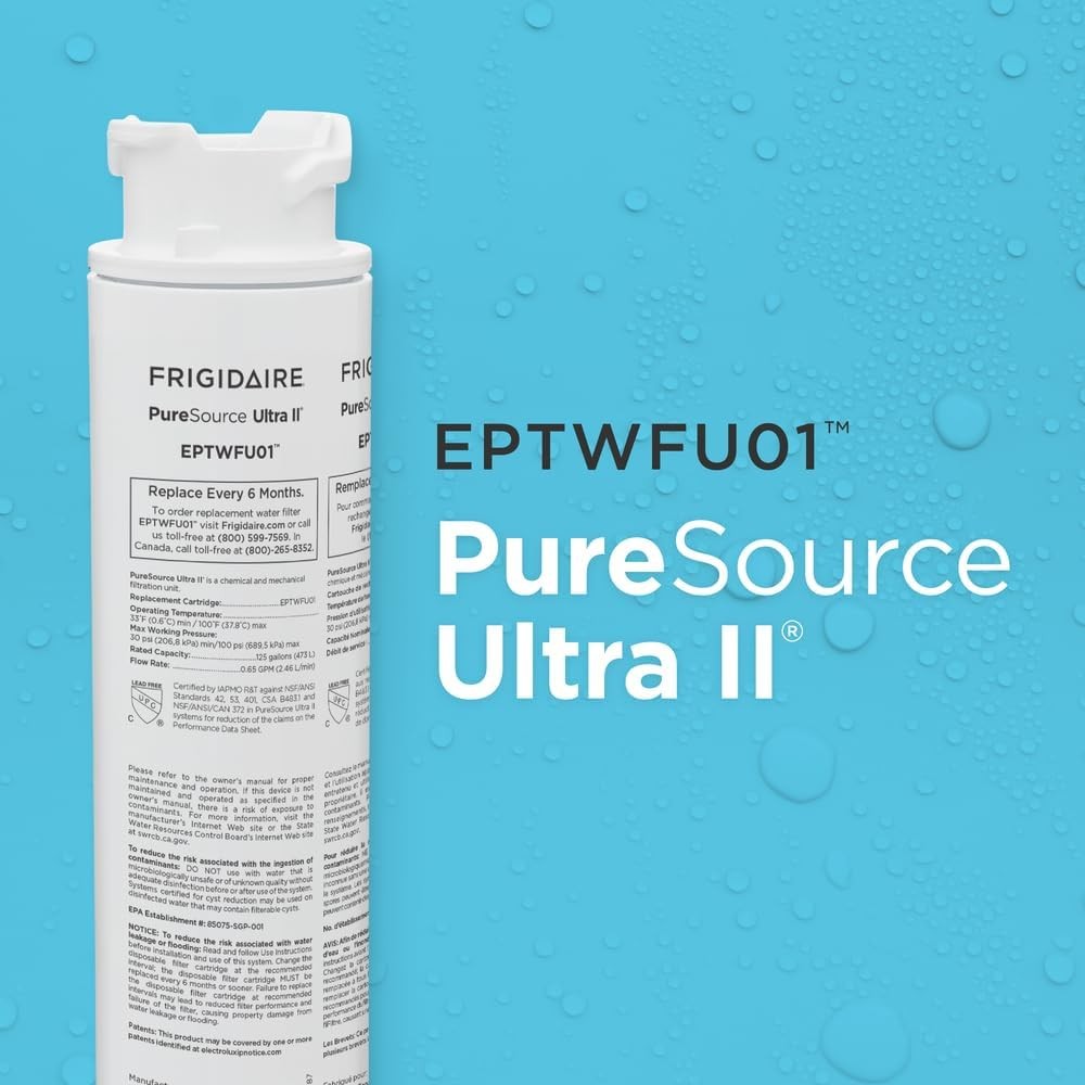 FRIGIDAIRE EPTWFU01 PureSource Ultra II Refrigerator Water Filter, 1 Count, Whit