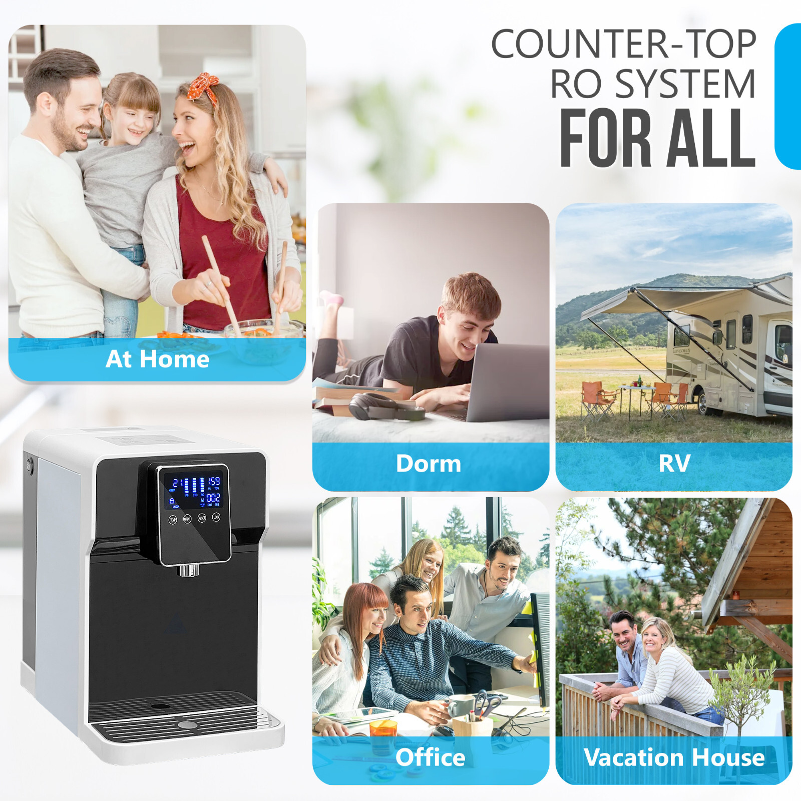 Countertop Reverse Osmosis Water Purifying Dispenser, Instant Hot Water