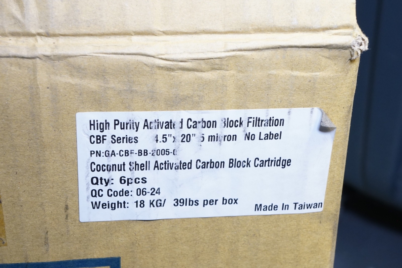 GA-CBF-BB-2005-0 High Purity Activated Carbon Block Filtration 4.5″x20″ 5 Micron